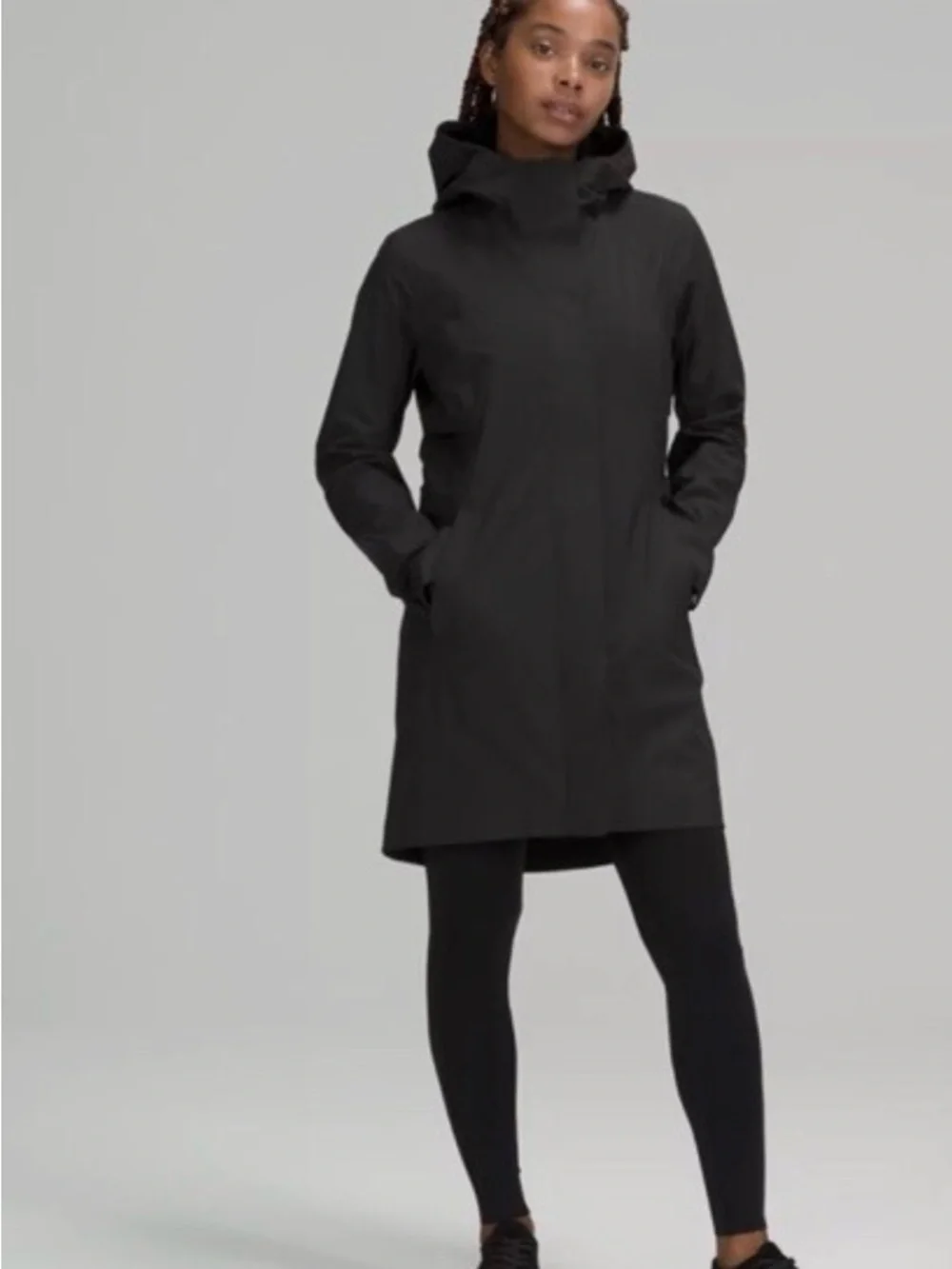 lululemon athletica Black Hooded Trench Coat